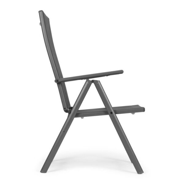 Set 4 scaune gradina 70x57x106 cm, pliante cu spatar reglabil 7 pozitii, structura otel si textilena, gri - imagine 10
