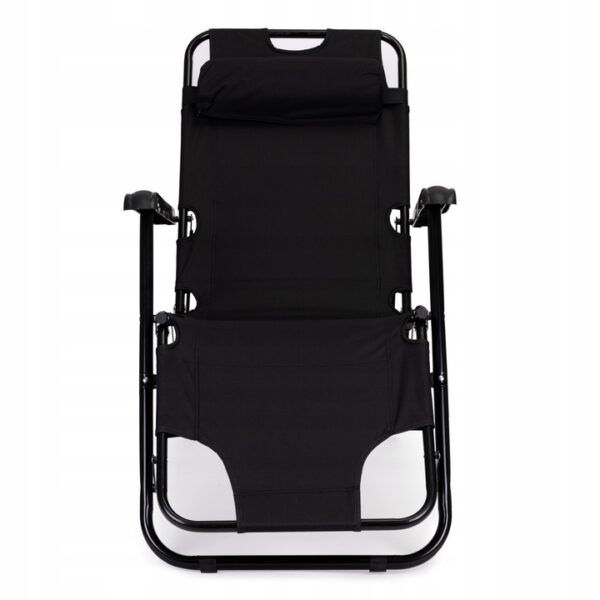 Sezlong pliabil 155x60x83 cm, 2 in 1 leagan extensibil, spatar reglabil, cadru metalic si perna impermeabila, gri - imagine 10