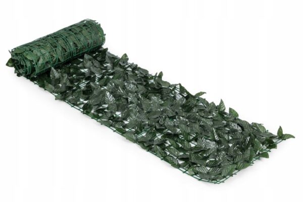 Gard artificial decorativ 50x500 cm, frunze ornamentale, protectie UV si intemperii, plastic PVC, verde inchis - imagine 9