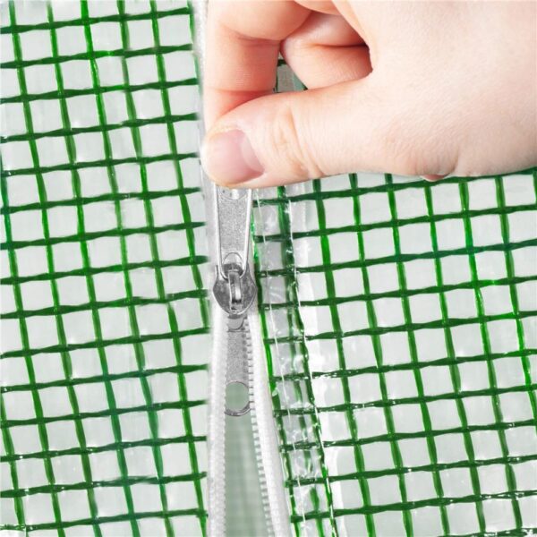 Folie inlocuire pentru sera 200x200x200 cm, PE 140g/mp cu plasa PP, UV4, 4 ferestre si usa cu fermoar, verde - imagine 10