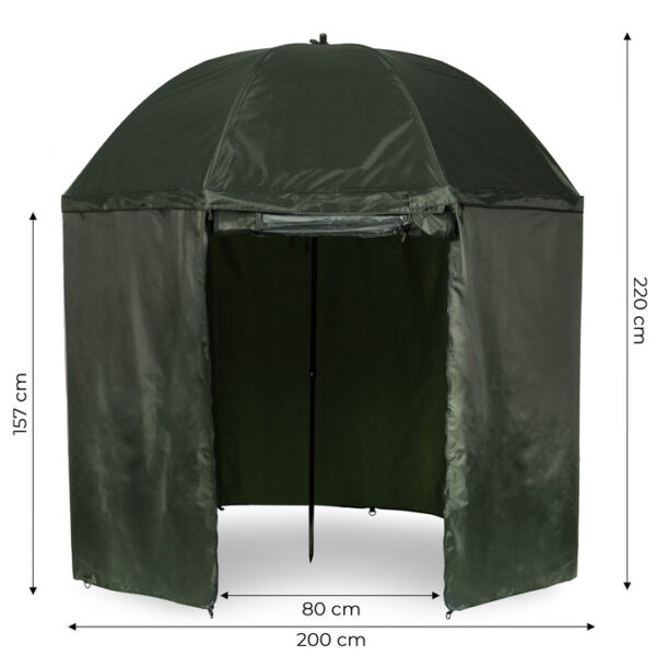 Umbrela pescuit 200x220 cm, inchidere completa cu perete detasabil, reglabil, otel si Oxford impermeabil, verde - imagine 14