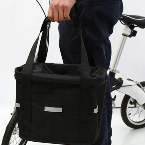 Cos bicicleta fata 34x24x25 cm, aluminiu si material textil, sistem click, cu husa ploaie, negru - imagine 7