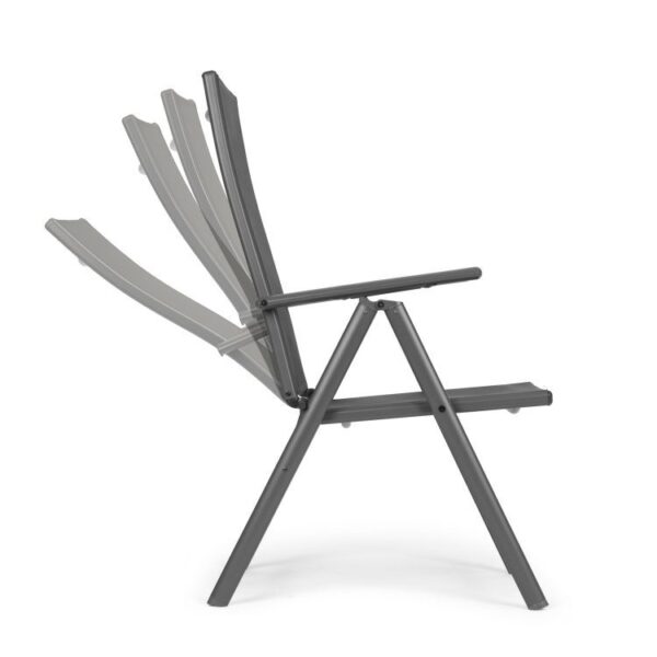 Set 4 scaune gradina 70x57x106 cm, pliante cu spatar reglabil 7 pozitii, structura otel si textilena, gri - imagine 11
