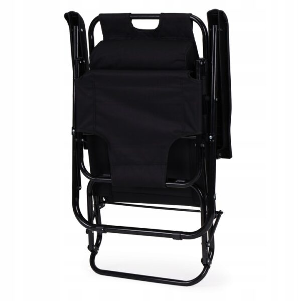 Sezlong pliabil 155x60x83 cm, 2 in 1 leagan extensibil, spatar reglabil, cadru metalic si perna impermeabila, gri - imagine 11