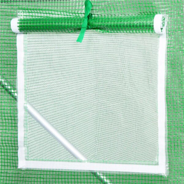 Folie inlocuire pentru sera 200x200x200 cm, PE 140g/mp cu plasa PP, UV4, 4 ferestre si usa cu fermoar, verde - imagine 11