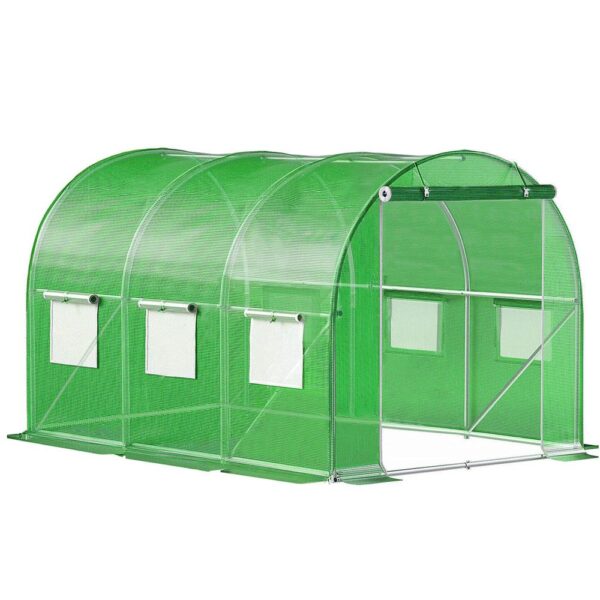 Folie inlocuire pentru sera 300x200x200 cm, PE 140g/mp cu plasa PP, UV4, 6 ferestre si usa cu fermoar, verde - imagine 12