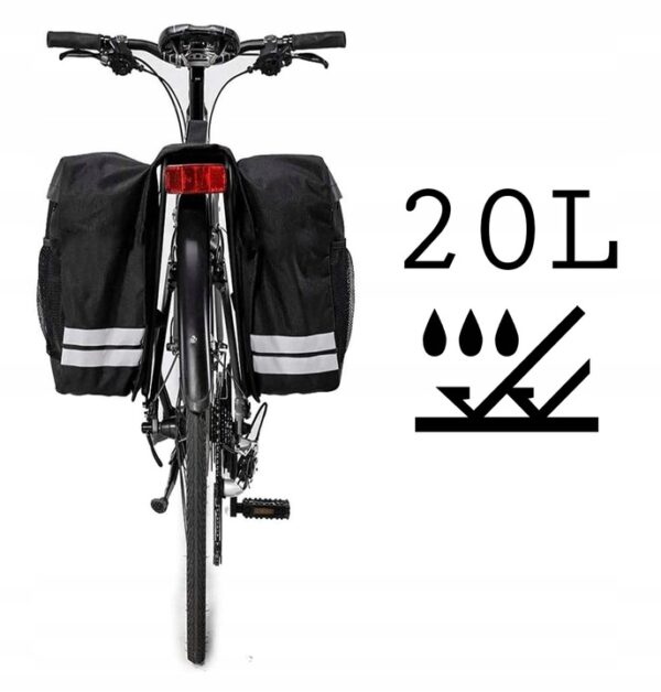 Geanta bicicleta spate 34x12x32 cm, 20L, poliester impermeabil, prindere pe portbagaj, negru - imagine 11