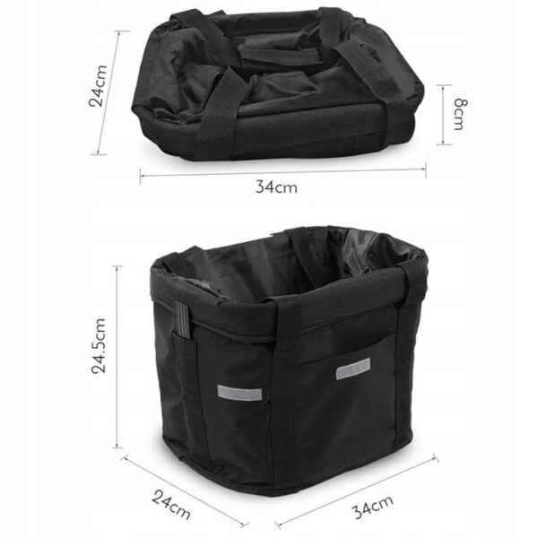 Cos bicicleta fata 34x24x25 cm, aluminiu si material textil, sistem click, cu husa ploaie, negru - imagine 6