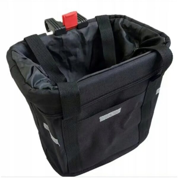 Cos bicicleta fata 34x24x25 cm, aluminiu si material textil, sistem click, cu husa ploaie, negru - imagine 5