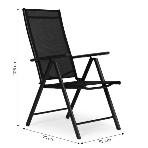 Set 4 scaune gradina 70x57x106 cm, pliante cu spatar reglabil 7 pozitii, structura otel si textilena, negru - imagine 13