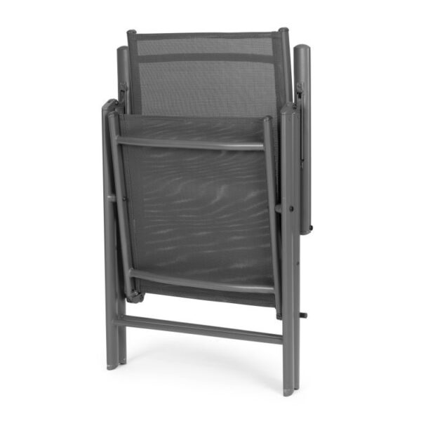 Set 4 scaune gradina 70x57x106 cm, pliante cu spatar reglabil 7 pozitii, structura otel si textilena, gri - imagine 13