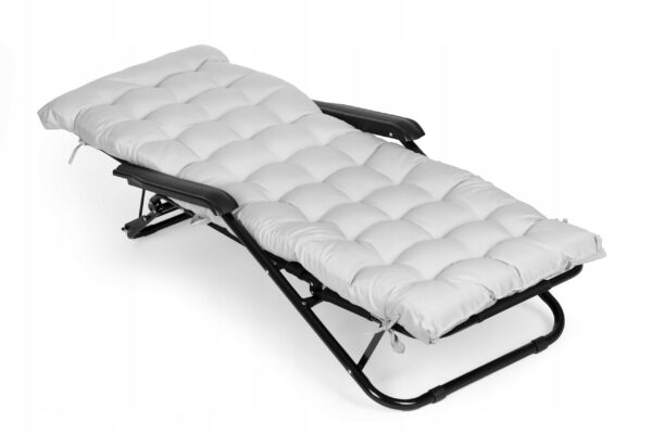 Sezlong pliabil 155x60x83 cm, 2 in 1 leagan extensibil, spatar reglabil, cadru metalic si perna impermeabila, gri - imagine 13