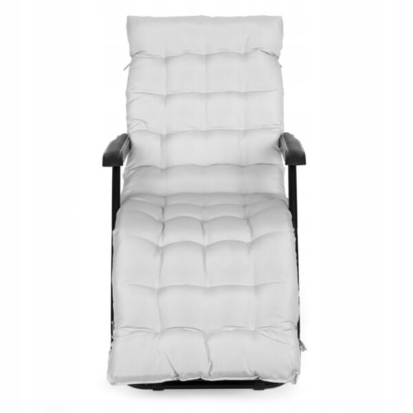 Sezlong pliabil 155x60x83 cm, 2 in 1 leagan extensibil, spatar reglabil, cadru metalic si perna impermeabila, gri - imagine 14