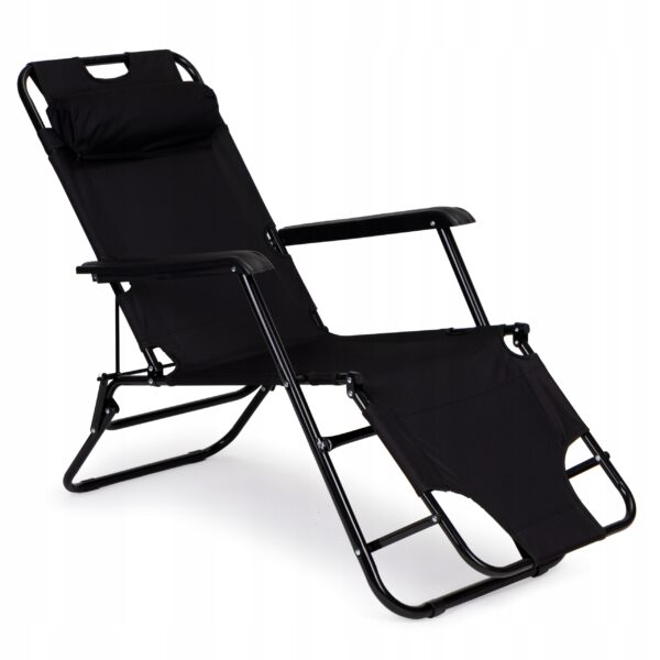 Sezlong pliabil 155x60x83 cm, 2 in 1 leagan extensibil, spatar reglabil, cadru metalic si perna impermeabila, gri - imagine 16