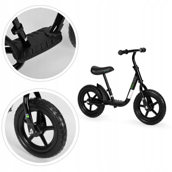 Bicicleta fara pedale pentru copii 86x63x42 cm, cu suport picioare, cadru otel, roti EVA, neagra - imagine 3