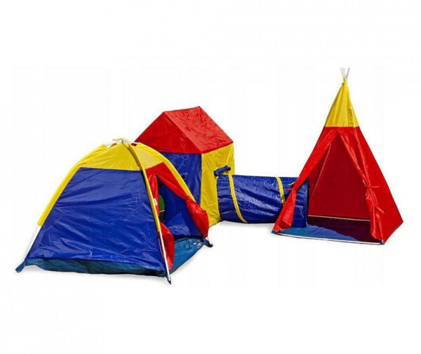 Set corturi de joaca 5 in 1 cu tunele si casuta, pliabil, pentru interior si exterior, multicolor - imagine 2