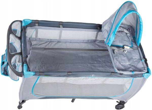 Patut pliabil cu plasa tantari si masuta de infasat, cadru otel, 126x66x77 cm, gri - imagine 2