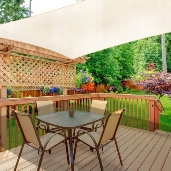 Prelata solara patrata 400x400 cm, impermeabila, protectie UV, poliester 180g/mp, bej - imagine 3