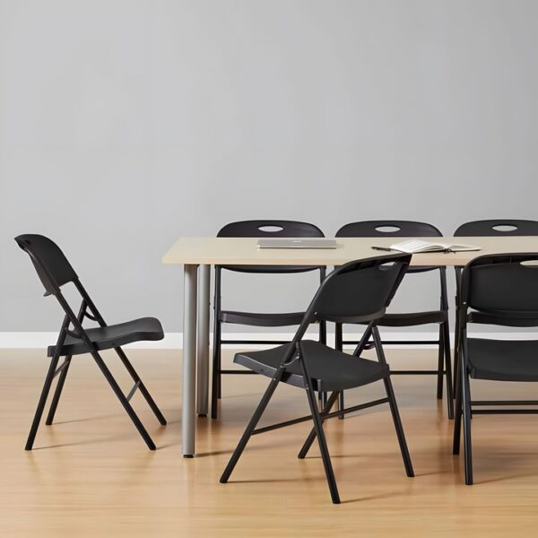 Set 2 scaune pliante 44x58x83 cm, structura metal si sezut HDPE, pliabile si usoare, negru - imagine 2