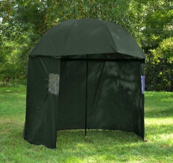 Umbrela pescuit 200x220 cm, cu perete lateral detasabil si ferestre, reglabil pe inaltime si unghi, otel si Oxford impermeabil, verde - imagine 4