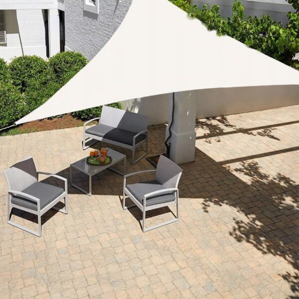 Prelata solara triunghiulara 500x500x500 cm, impermeabila, protectie UV, poliester 180g/mp, bej - imagine 4