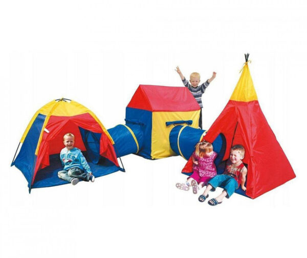Set corturi de joaca 5 in 1 cu tunele si casuta, pliabil, pentru interior si exterior, multicolor - imagine 3
