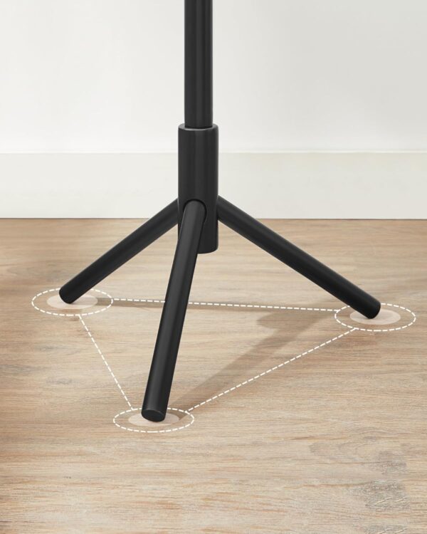 VASAGLE Cuier lemn masiv 47x47x175 cm, 8 carlige si inaltime reglabila, baza triunghiulara, negru - imagine 3