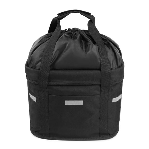 Cos bicicleta fata 34x24x25 cm, aluminiu si material textil, sistem click, cu husa ploaie, negru - imagine 3