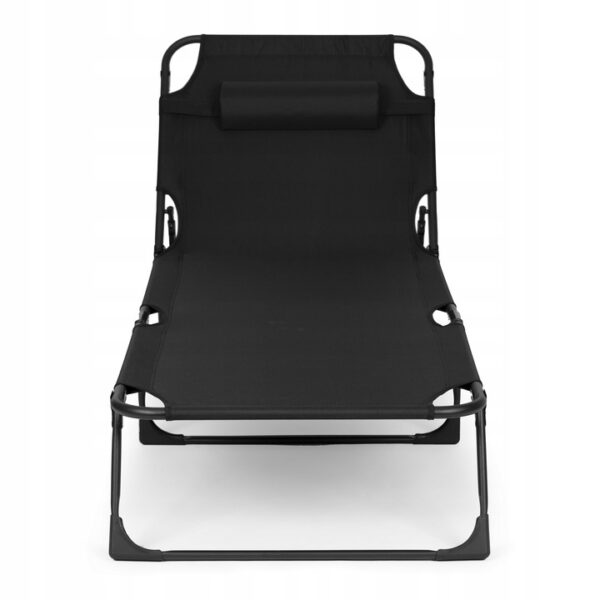 Sezlong pliabil 193x67x79 cm, spatar reglabil 4 pozitii, cadru otel si material Oxford, negru - imagine 4