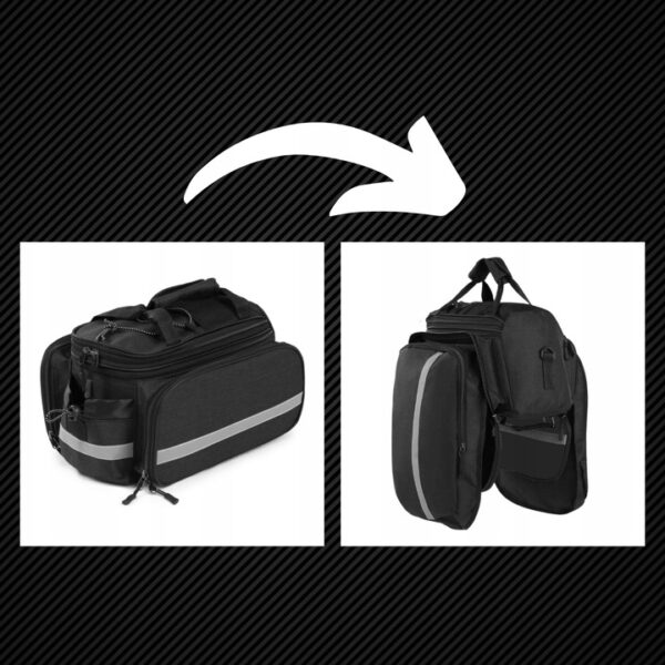 Geanta bicicleta spate 32x17x28 cm, 30L, extensibila, poliester impermeabil, cu elemente reflectorizante, negru - imagine 3