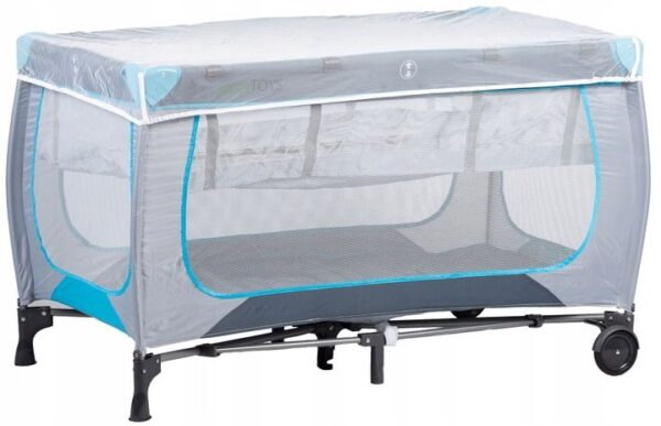 Patut pliabil cu plasa tantari si masuta de infasat, cadru otel, 126x66x77 cm, gri - imagine 3