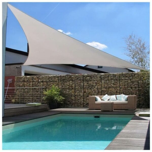 Prelata solara triunghiulara 500x500x500 cm, impermeabila, protectie UV, poliester 180g/mp, gri - imagine 4