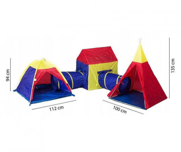 Set corturi de joaca 5 in 1 cu tunele si casuta, pliabil, pentru interior si exterior, multicolor - imagine 4