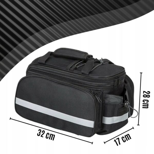 Geanta bicicleta spate 32x17x28 cm, 30L, extensibila, poliester impermeabil, cu elemente reflectorizante, negru - imagine 4