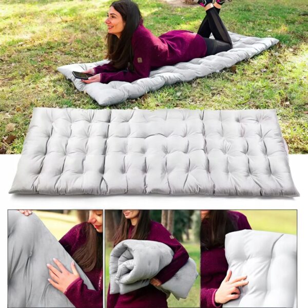 Perna sezlong 145x52 cm, impermeabila, cu snururi de prindere, textil rezistent, gri - imagine 4