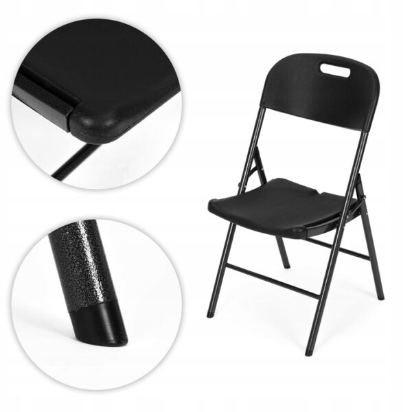 Set 2 scaune pliante 44x58x83 cm, structura metal si sezut HDPE, pliabile si usoare, negru - imagine 4