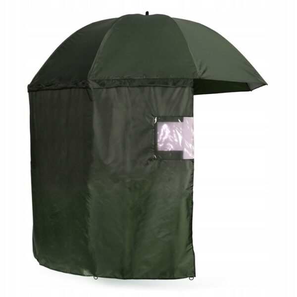 Umbrela pescuit 200x220 cm, cu perete lateral detasabil si ferestre, reglabil pe inaltime si unghi, otel si Oxford impermeabil, verde - imagine 9
