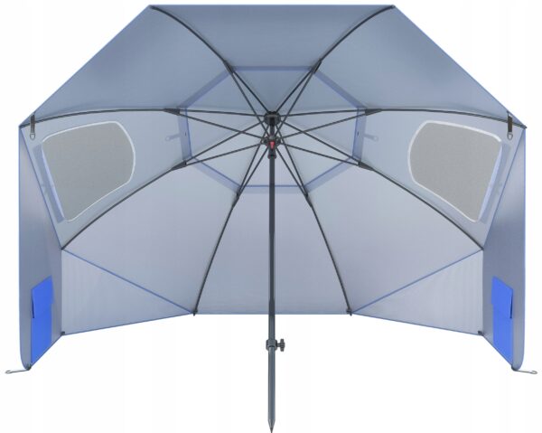 Umbrela plaja 3in1 215x205 cm, cu paravan lateral, fereastra si husa transport, material UV, albastru - imagine 5