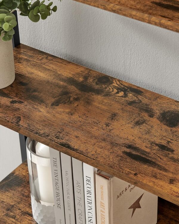VASAGLE Biblioteca 60x24x186 cm, 6 rafturi, stil industrial, PAL si otel, maro rustic-negru - imagine 5