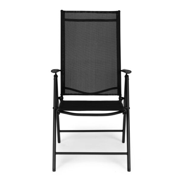 Set 4 scaune gradina 70x57x106 cm, pliante cu spatar reglabil 7 pozitii, structura otel si textilena, negru - imagine 5