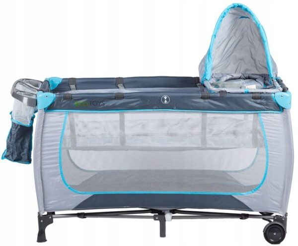 Patut pliabil cu plasa tantari si masuta de infasat, cadru otel, 126x66x77 cm, gri - imagine 5