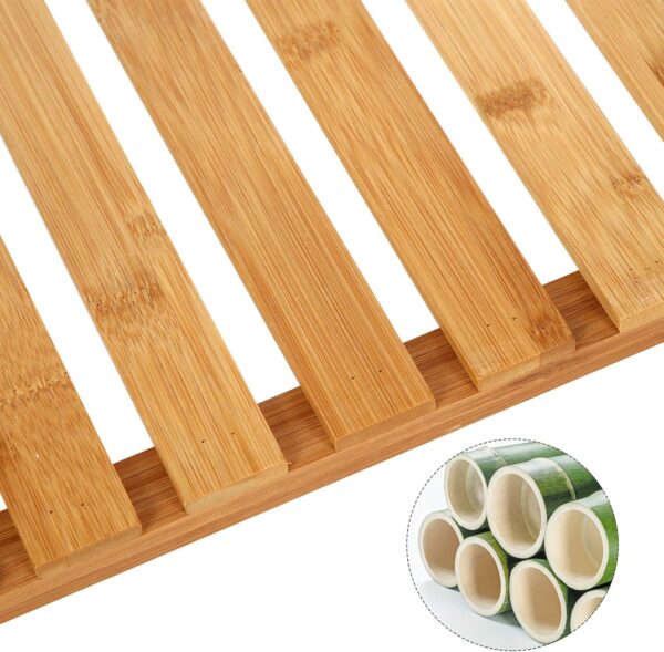 SONGMICS Etajera bambus 60x26x66 cm, cu 3 rafturi, kit anti-rasturnare, alb si natur - imagine 5