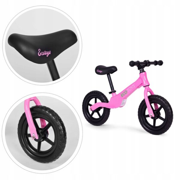 Bicicleta fara pedale pentru copii 86x47x51 cm, sa reglabila, cadru otel, roti EVA, roz - imagine 5