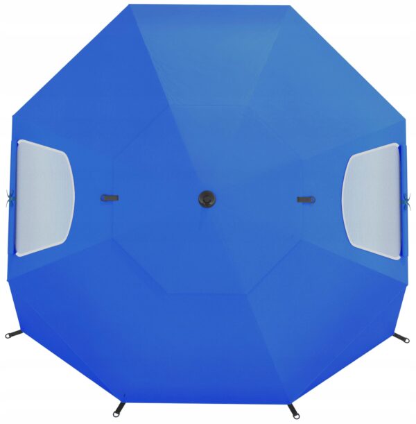 Umbrela plaja 3in1 215x205 cm, cu paravan lateral, fereastra si husa transport, material UV, albastru - imagine 6