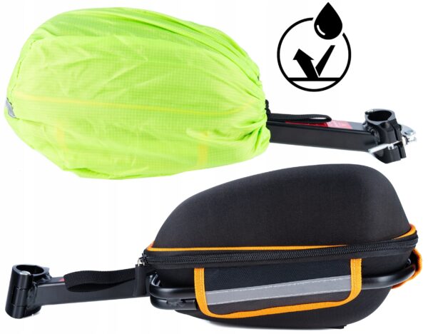 Geanta bicicleta cu prindere pe portbagaj tija sa 28x19x17 cm, 10L, poliester, borseta spate cu suport aluminiu, negru - imagine 6
