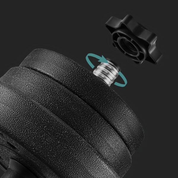 SONGMICS set gantere reglabile 2 in 1, 20 kg, cu bara extensie pentru haltera, discuri cu umplutura beton, negru - imagine 6