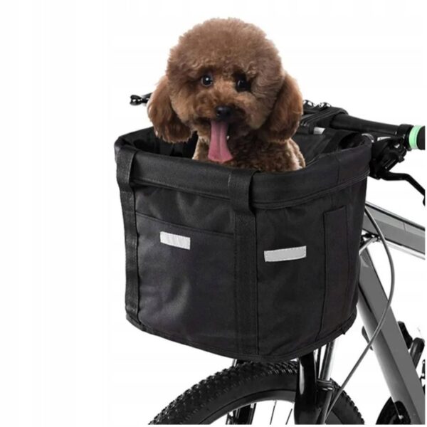 Cos bicicleta fata 34x24x25 cm, aluminiu si material textil, sistem click, cu husa ploaie, negru - imagine 12