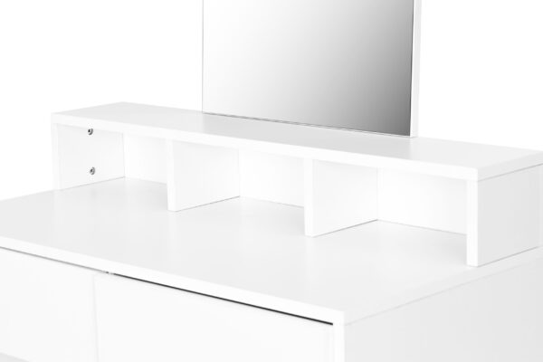 Masa de toaleta cu oglinda si 2 sertare, 80x40x140 cm, alb - imagine 7