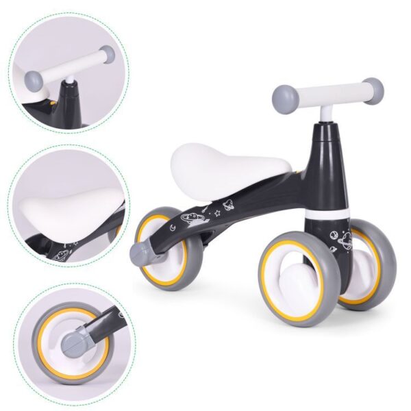 Mini bicicleta fara pedale, triciclu copii cu roti EVA, 50x22x39 cm, negru - imagine 6