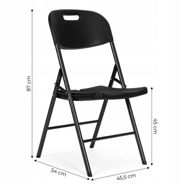 Set 2 scaune pliante 44x58x83 cm, structura metal si sezut HDPE, pliabile si usoare, negru - imagine 6